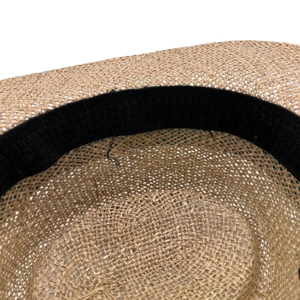 Vintage Straw Panama Boater Hat With Teal Band & Wardens Association Of America - Picture 11 of 11